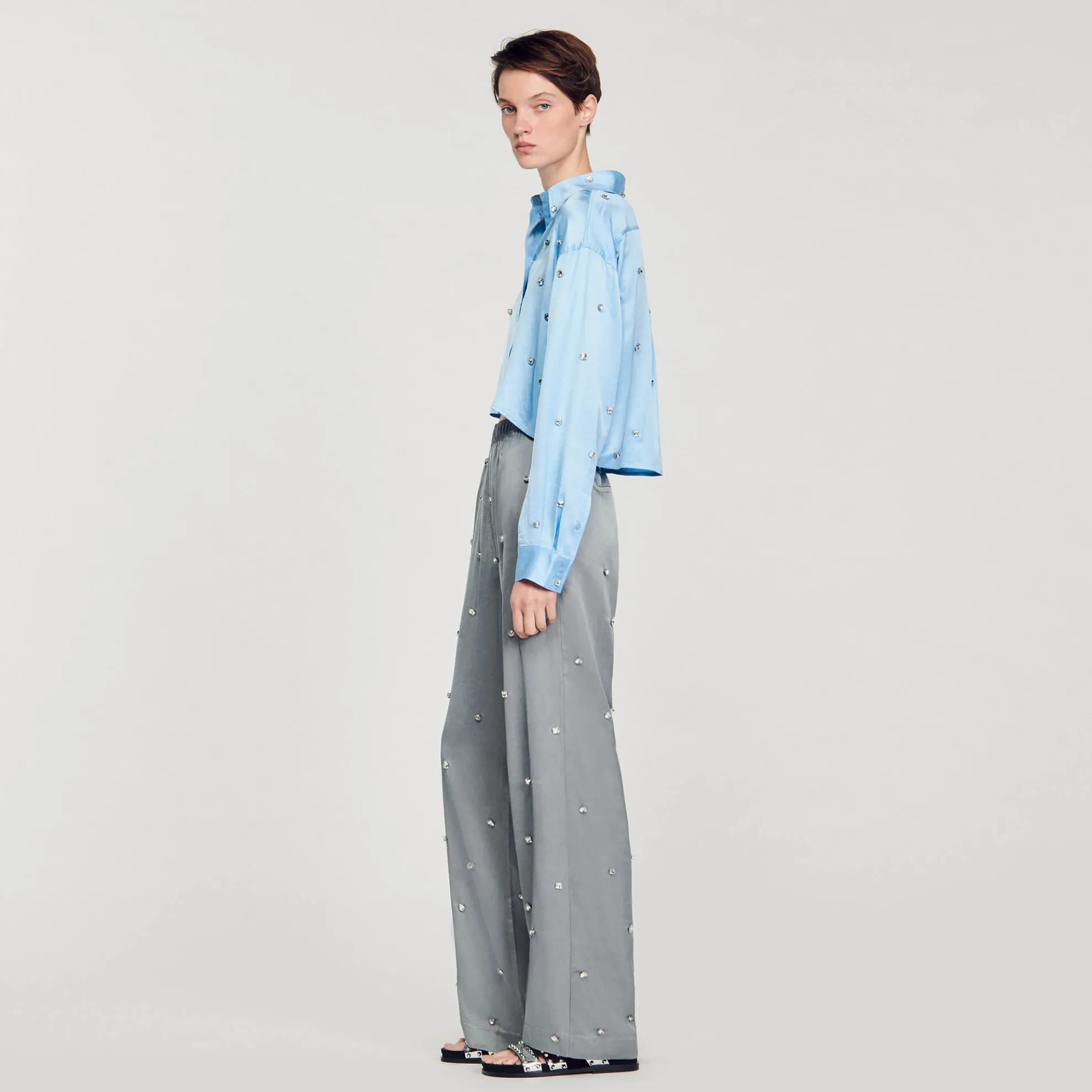 Pantalon Van Linnen Met Stras