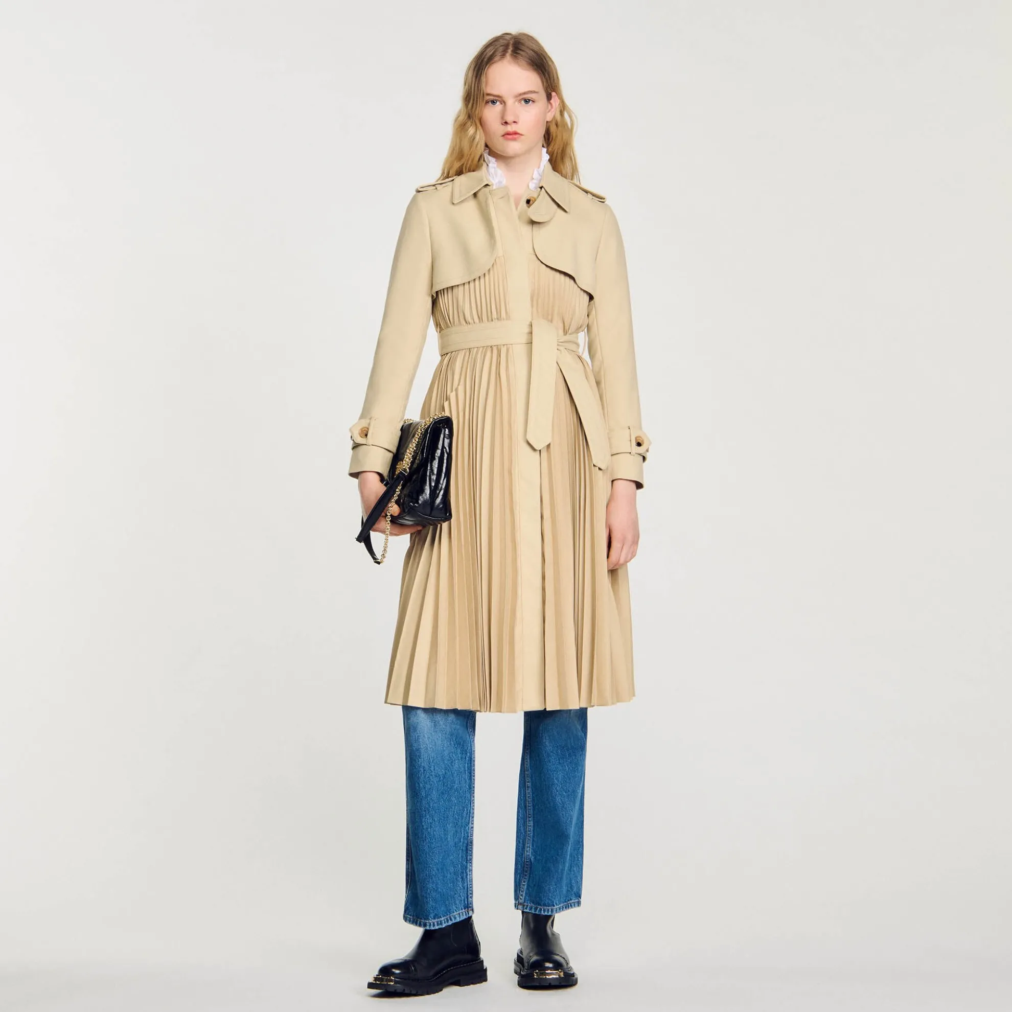 Plissé Trenchcoat Met Riem