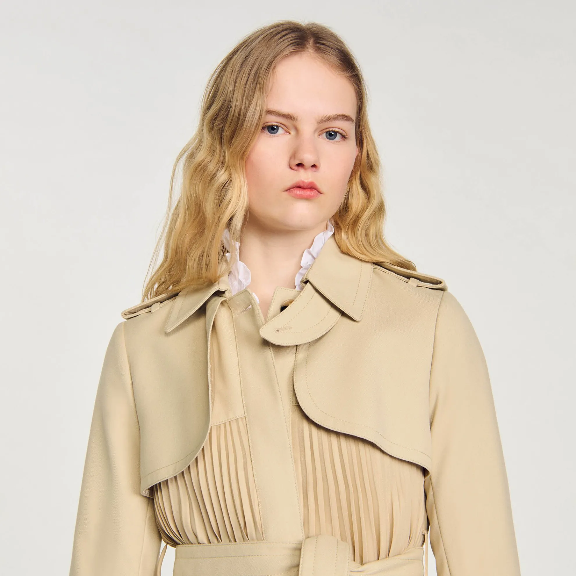 Plissé Trenchcoat Met Riem
