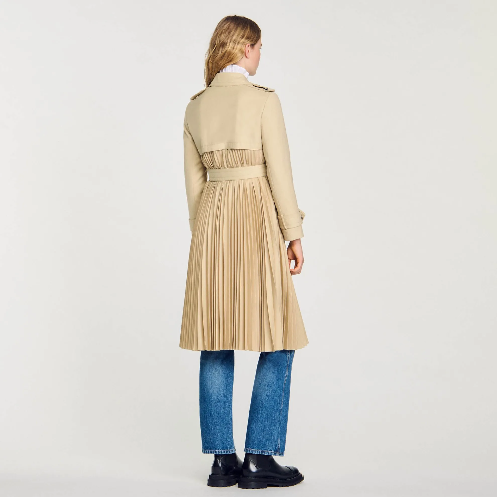 Plissé Trenchcoat Met Riem