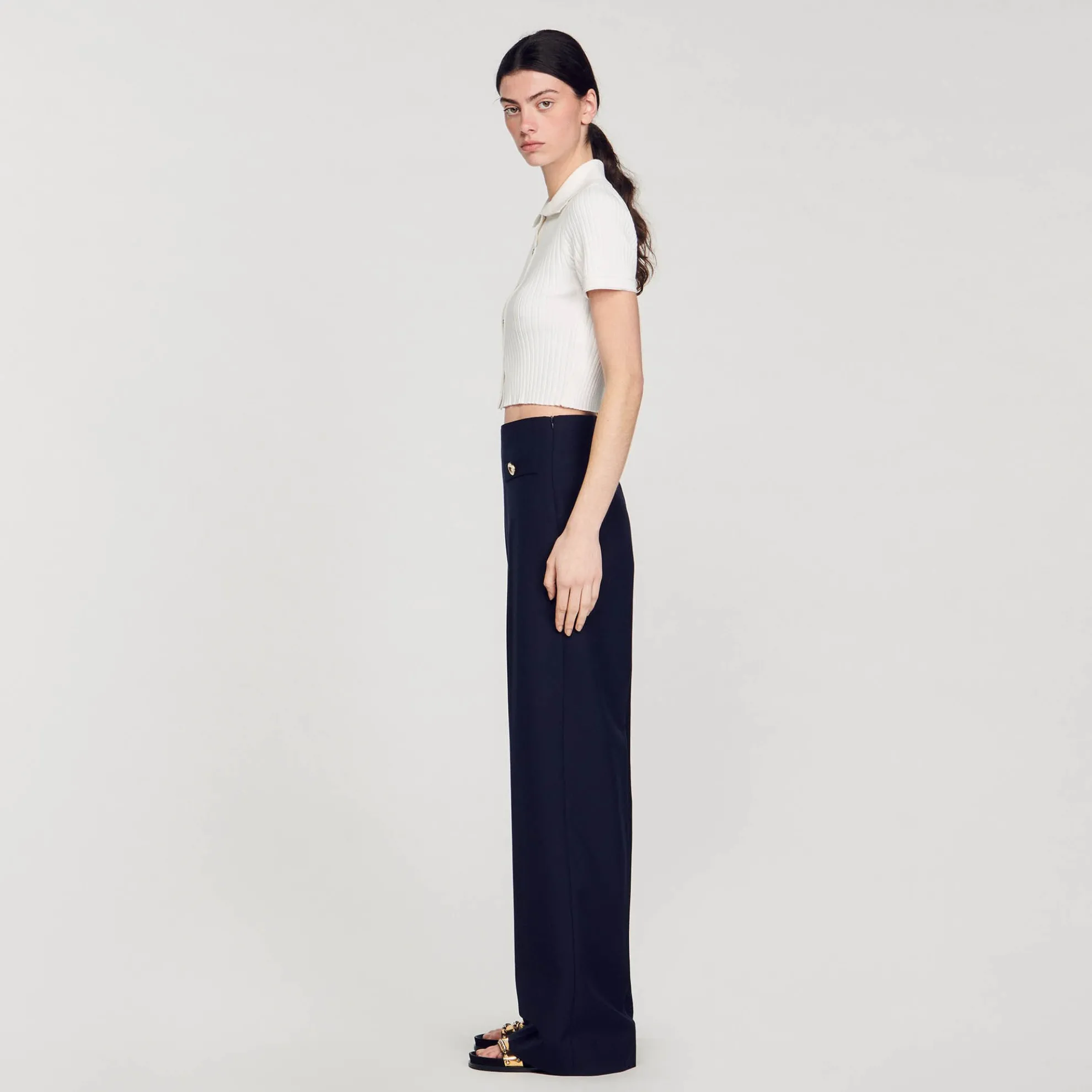 Ribgebreide Trui Met Schipperskraag