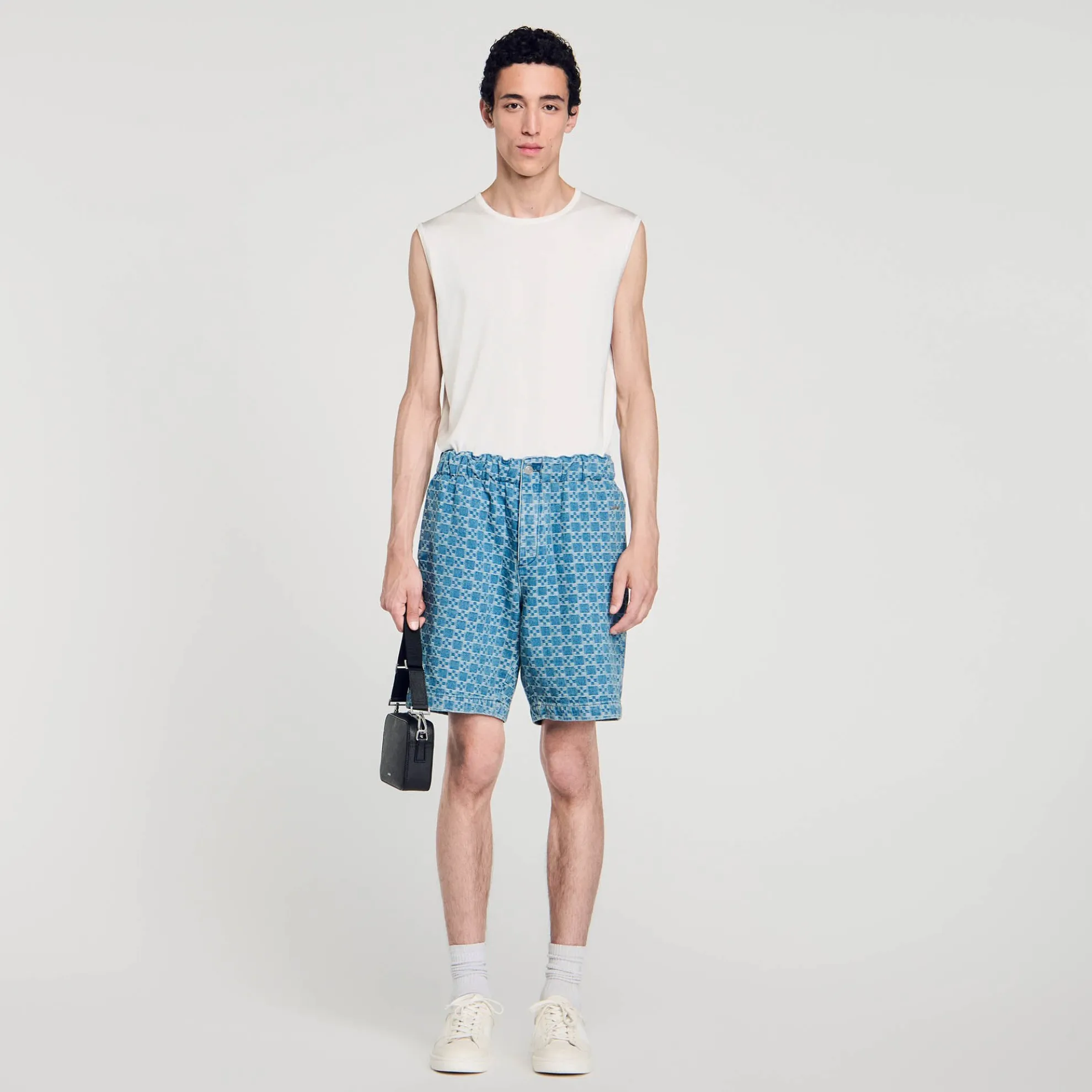 Square Cross Denim Bermuda Short