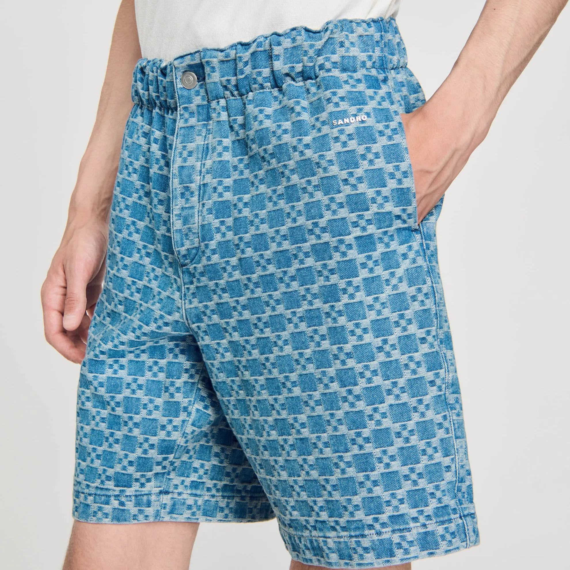 Square Cross Denim Bermuda Short