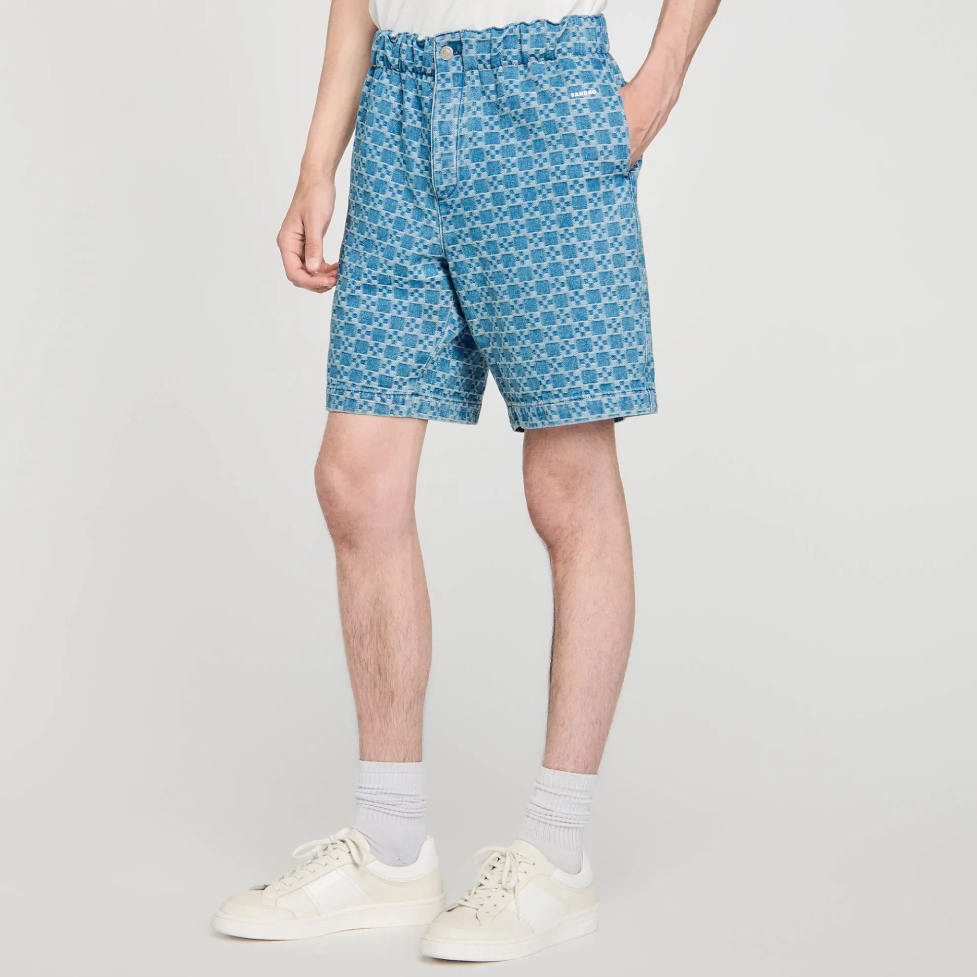 Square Cross Denim Bermuda Short