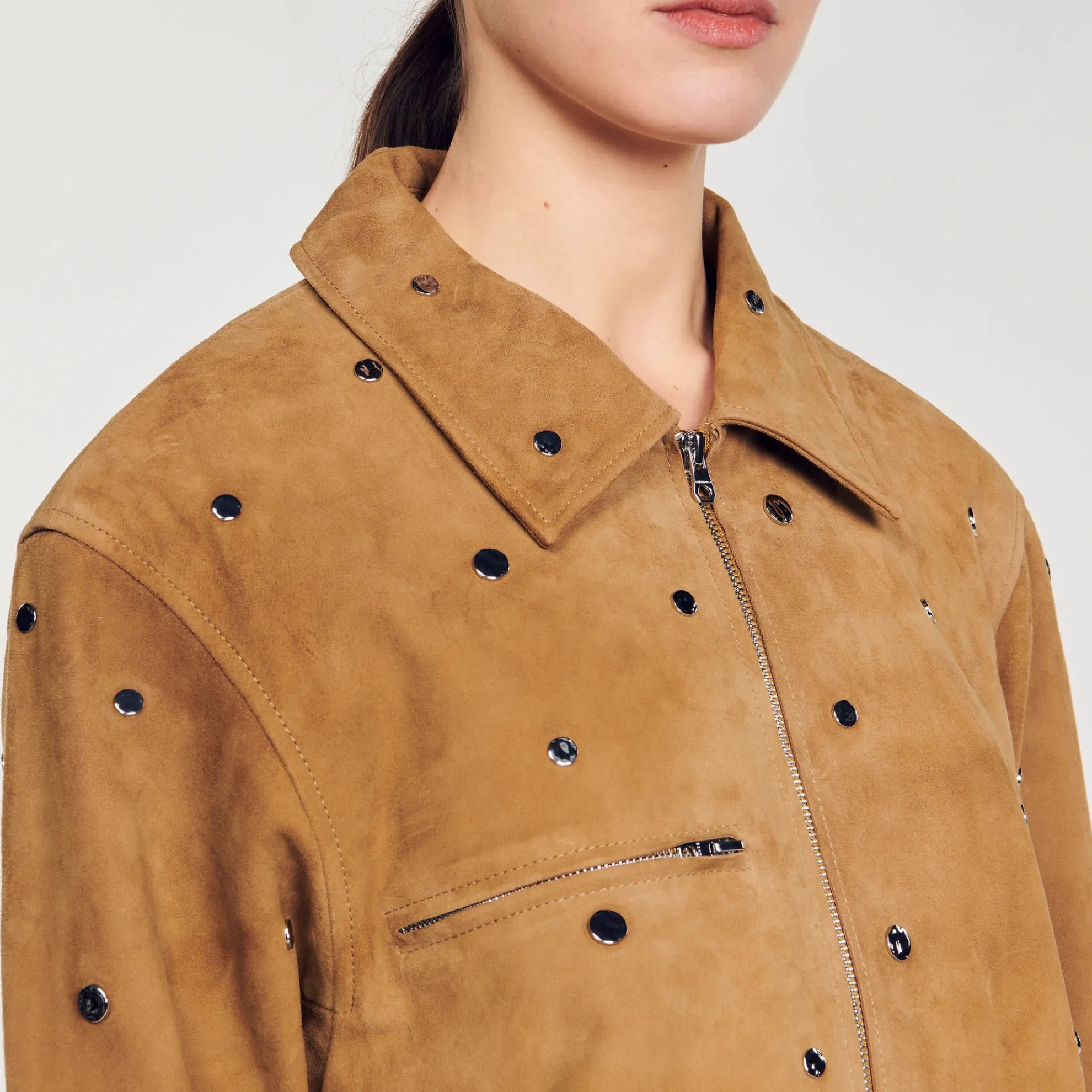 Suède Jas Versierd Met Studs