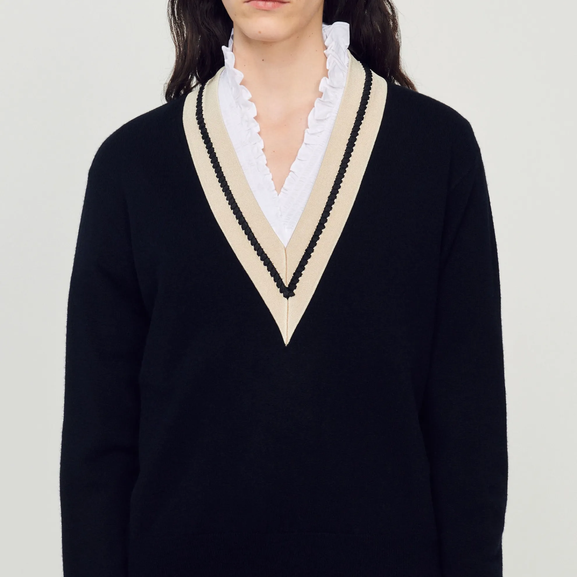 Trui Met Contrasterende V-hals