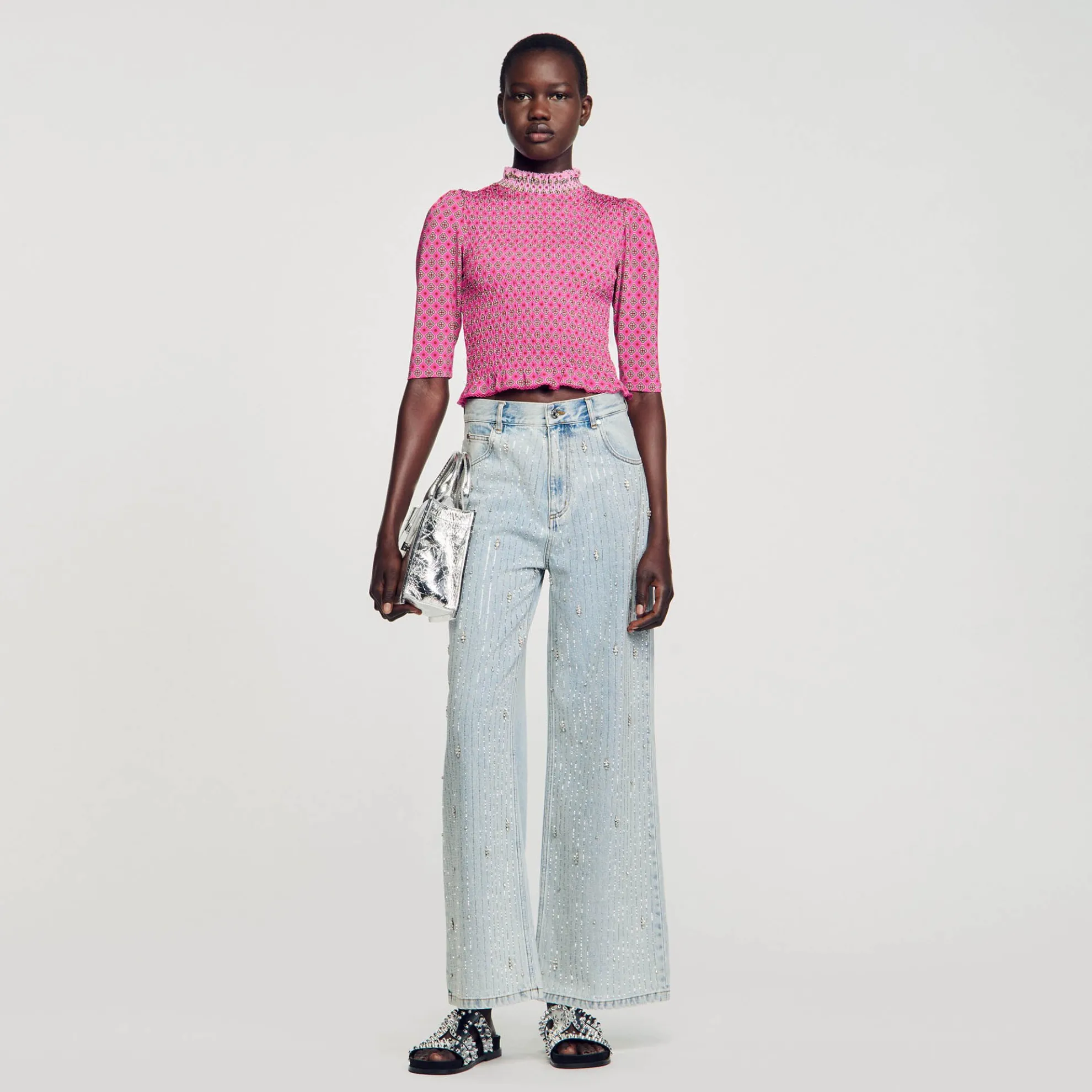 T-shirt Gesmokt Met Print