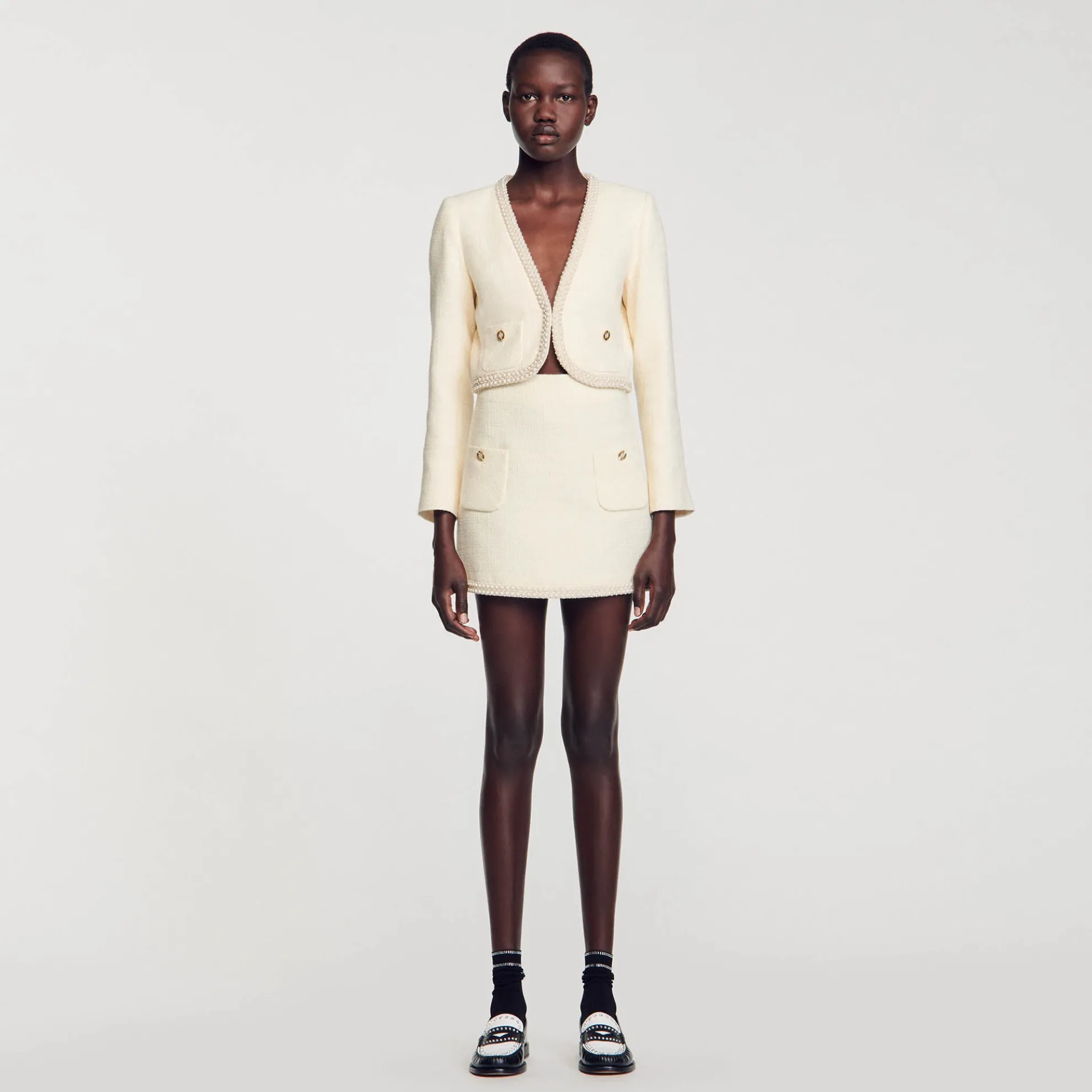 Tweed Rok Met Parels