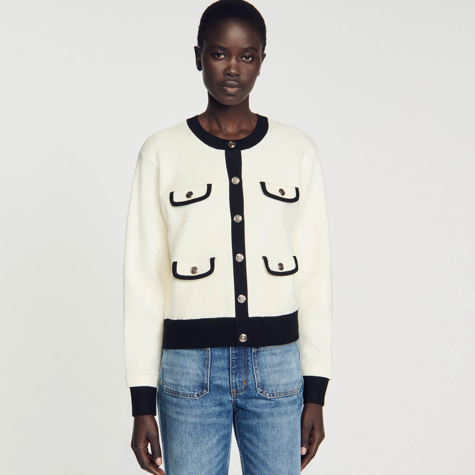 Tweekleurig Vest Met Knopen