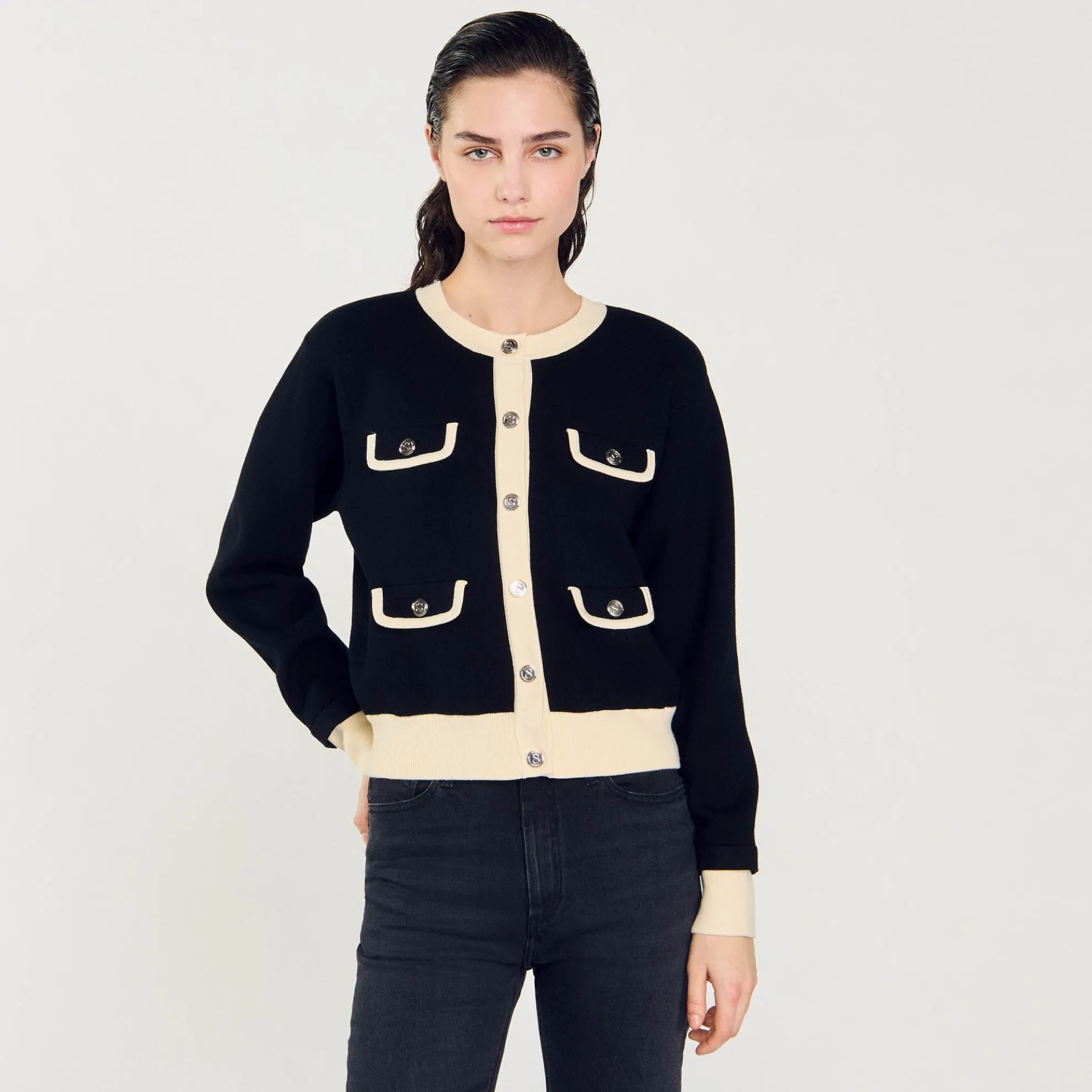 Tweekleurig Vest Met Knopen