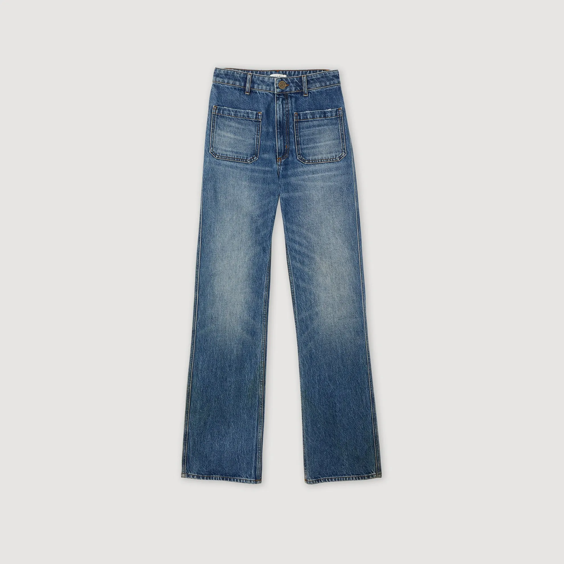 Verbleekte Wijd Uitlopende Jeans