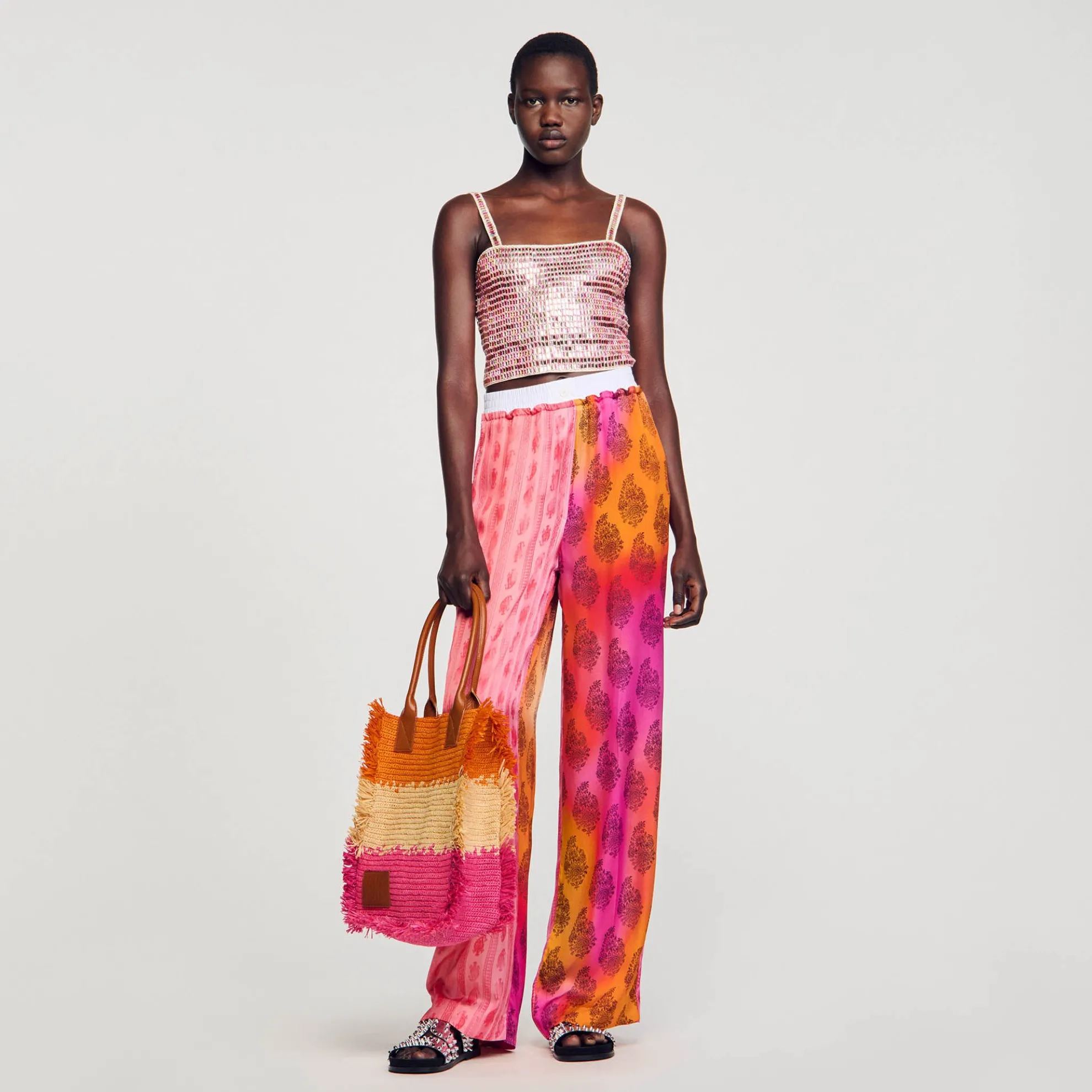 Wijdvallende Pantalon Met Print