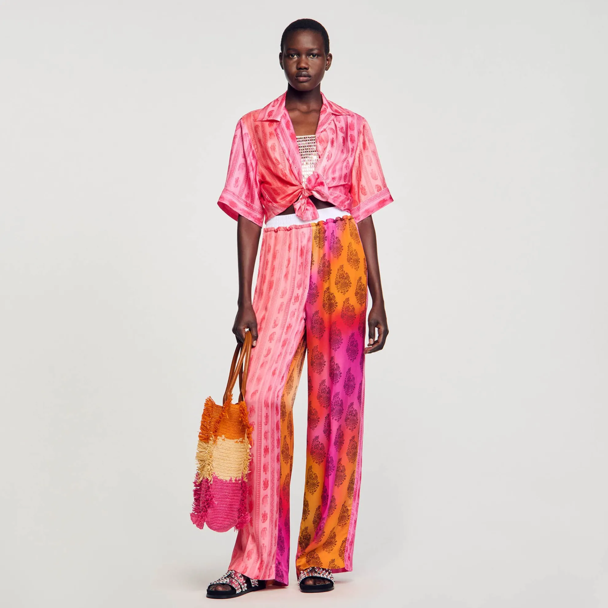 Wijdvallende Pantalon Met Print